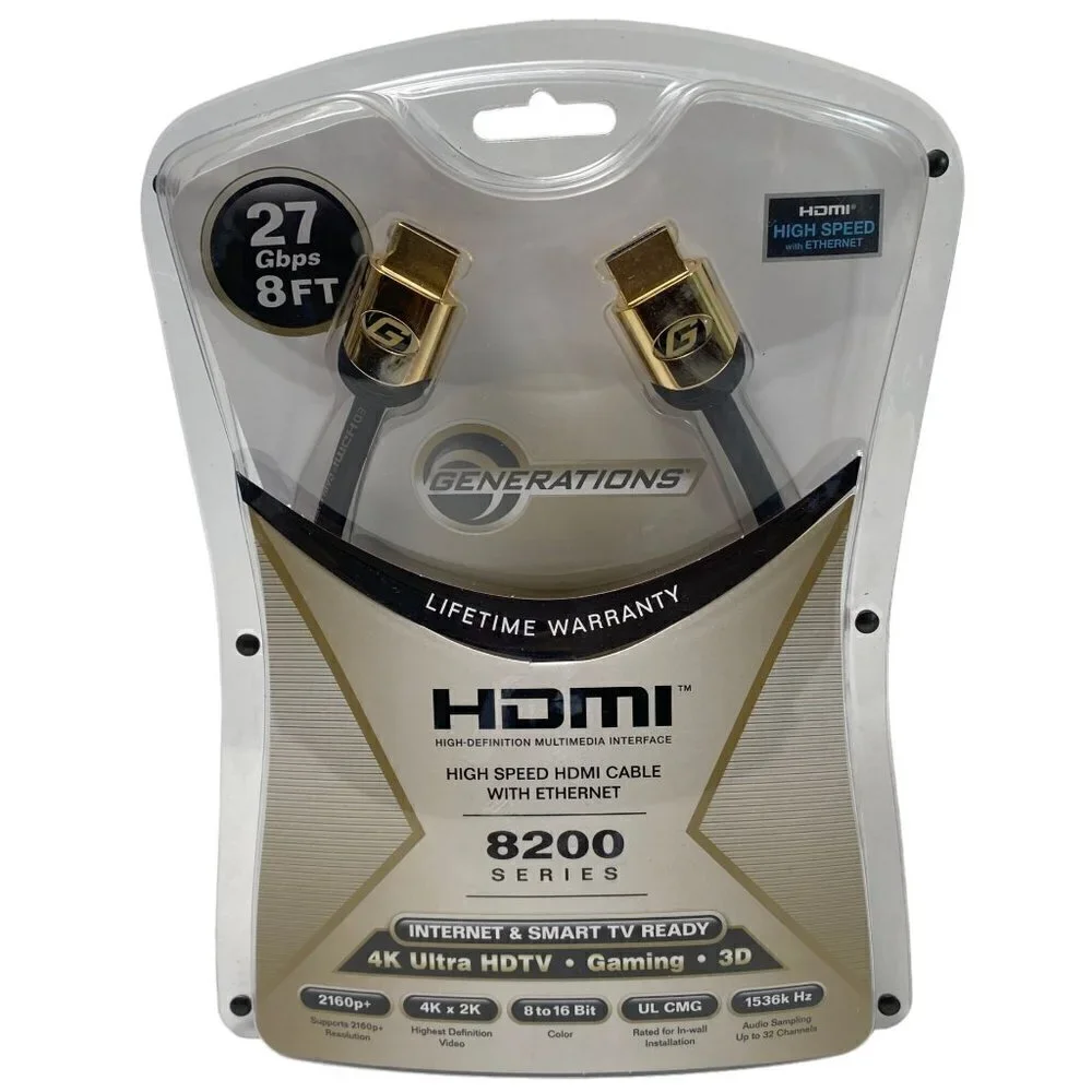 HDMI High Speed Cable with Ethernet 27 Gbps 8 FT 8200 Series NEW